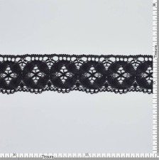 Тесьма кружевная из хлопка. Геометрический узор. Цвет черный в наличии