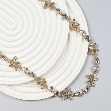 Тесьма-шнур металлическая филигранная, декорированная кристаллами Swarovski в наличии
