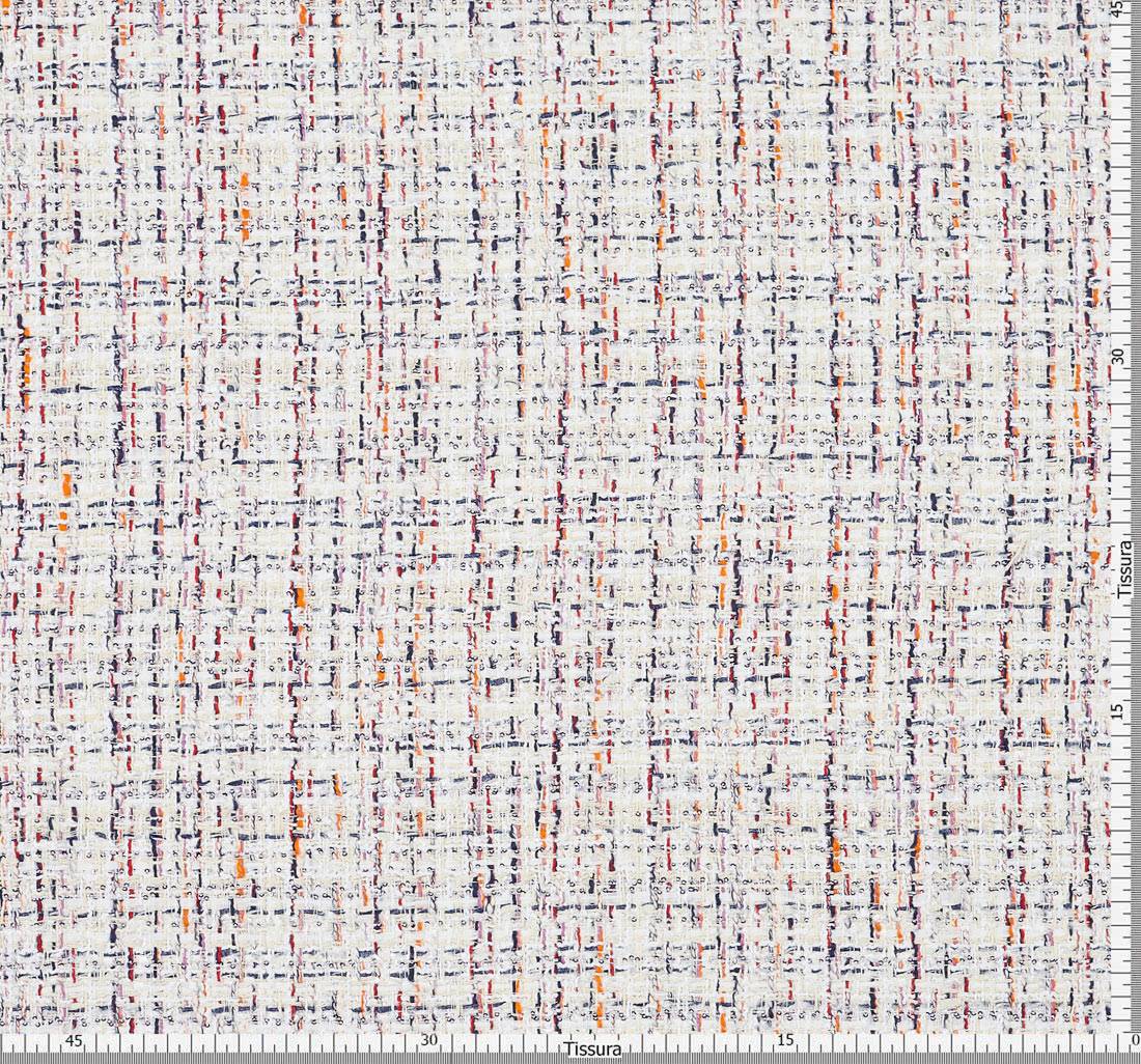 Ткань в стиле "Шанель", декорированная пайетками. Цвет синий/оранжевый/красный/молочный в наличии