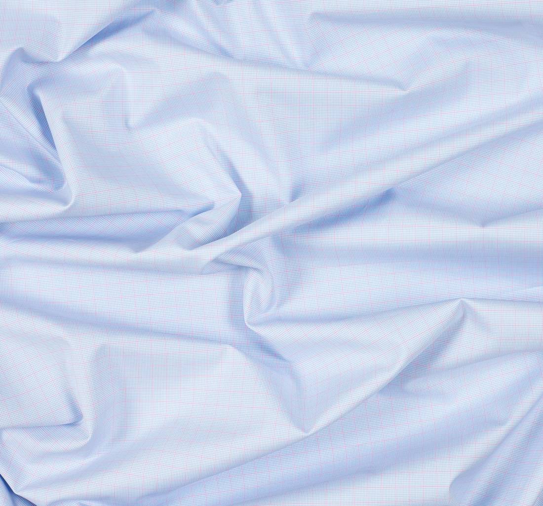 Сорочечная ткань из 100% хлопка в розово-голубую клеточку из коллекции "Зефир" от Thomas Mason в наличии