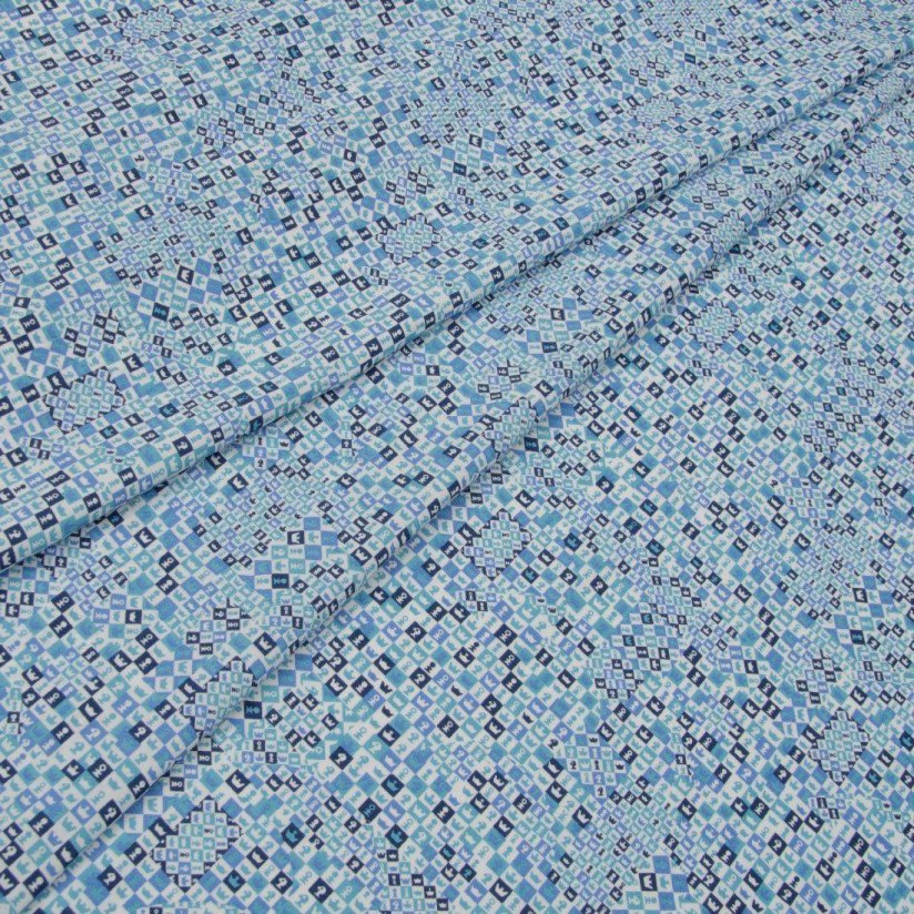 Хлопок Tana Lawn™ от Liberty. Принт «Сheckmate» (Шах и мат). Цвет синий в наличии