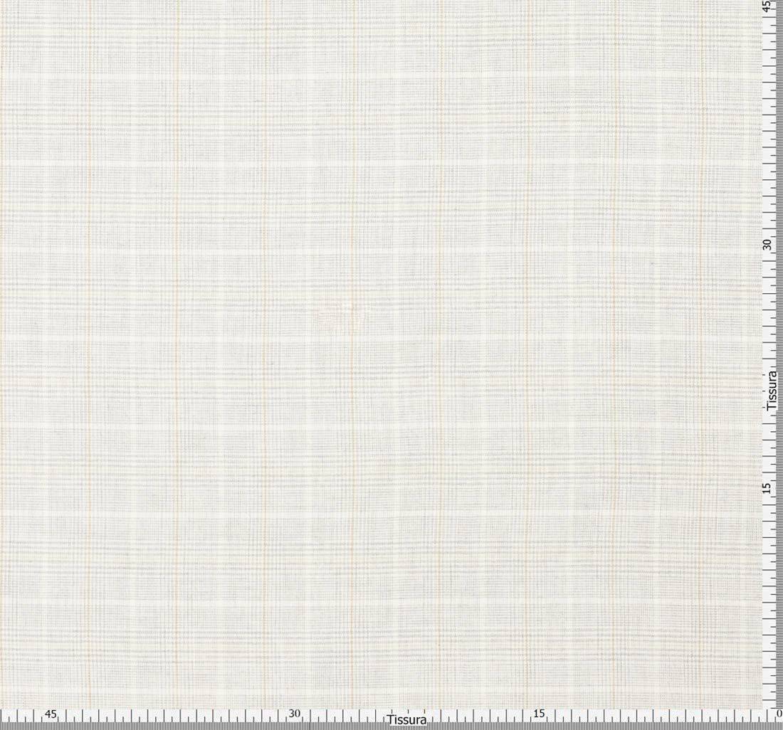 Фланель из хлопка с волокнами Lyocell (Лиоцелл) от Cotonificio Albini в нежную серо-бело-бежевую клеточку в наличии