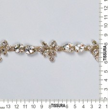 Тесьма-шнур металлическая филигранная, декорированная кристаллами Swarovski в наличии
