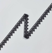 Тесьма кружевная из хлопка. Зубчатый край. Цвет черный в наличии