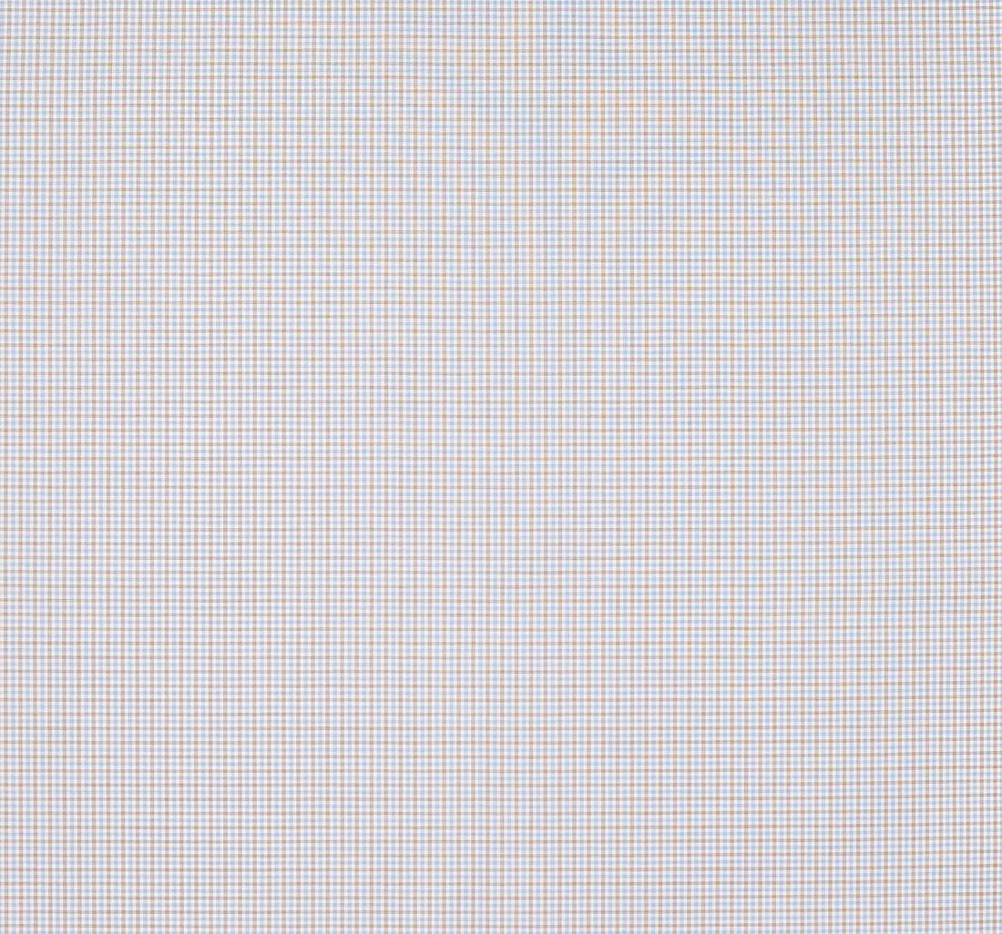 Сорочечная ткань из 100% хлопка в бежево-голубую клеточку на белом из коллекции "Зефир" от Thomas Mason в наличии