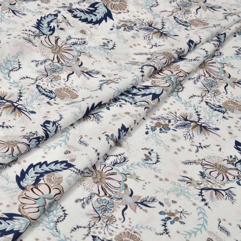 Хлопок Tana Lawn от Liberty. Принт «Aquatic Bloom» (Водное цветение). Цвет белый/бежевый/розовый/синий в наличии
