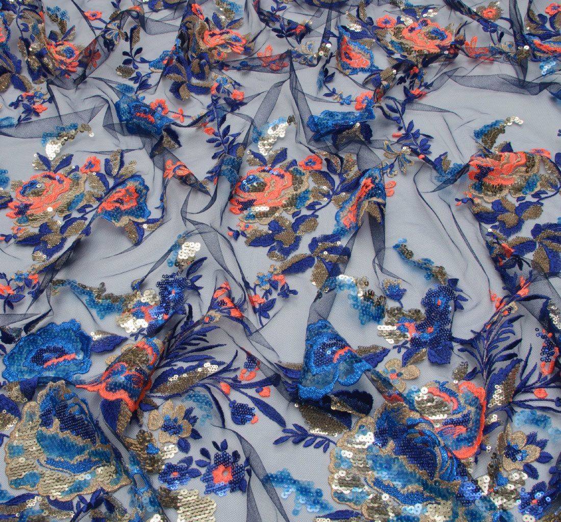 Сетка с вышивкой и пайетками в наличии