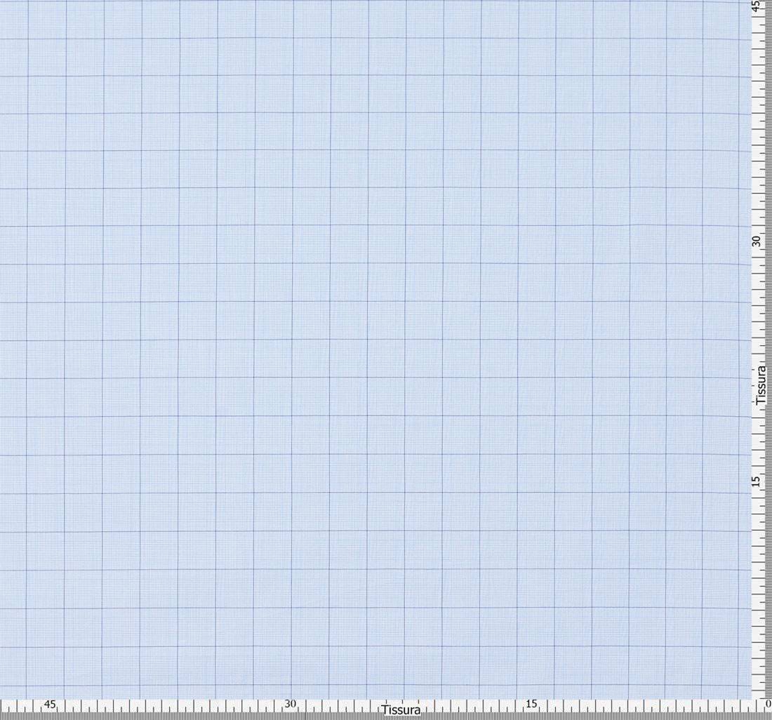 Сорочечная ткань голубая из коллекции "Зефир" из 100% хлопка от Thomas Mason в синюю клетку "Принц Уэльский" в наличии