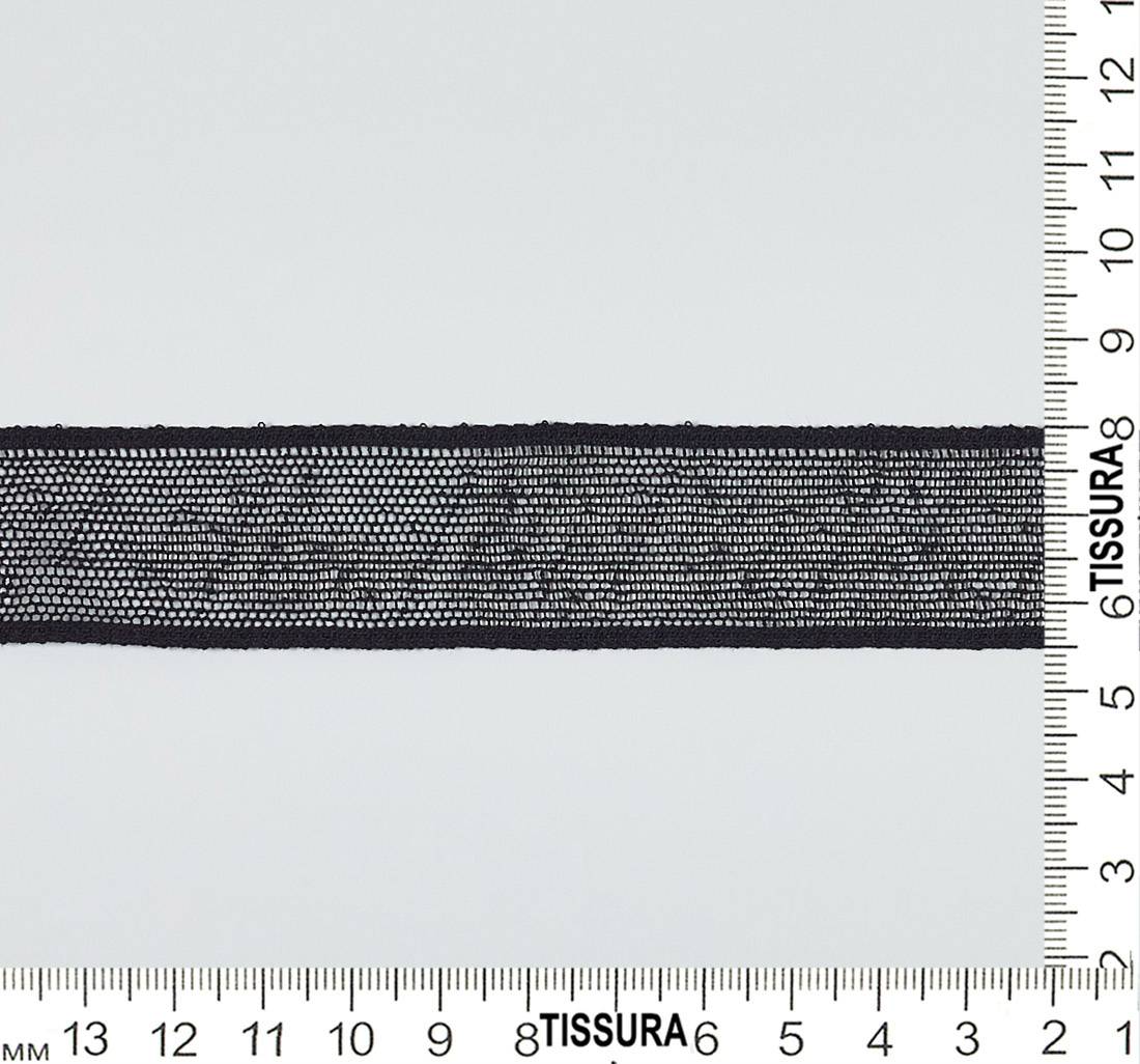 Тесьма кружевная из хлопка. Мелкая сетка бобинет. Цвет черный в наличии