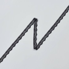 Тесьма кружевная из хлопка. Графичный узор. Фестоны по краю. Цвет черный в наличии