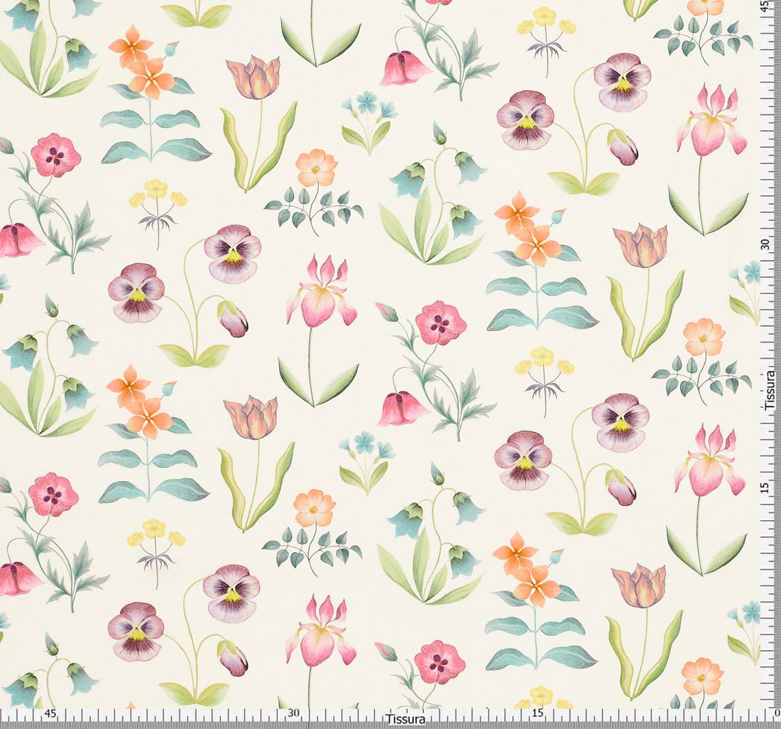 Хлопок Tana Lawn™ от Liberty. Принт "Floral Majesty" (Цветочное величество) нанесен на молочный фон в наличии