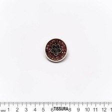 Пуговица со стразами Swarovski красного и черного цвета в металлической оправе на ножке в наличии