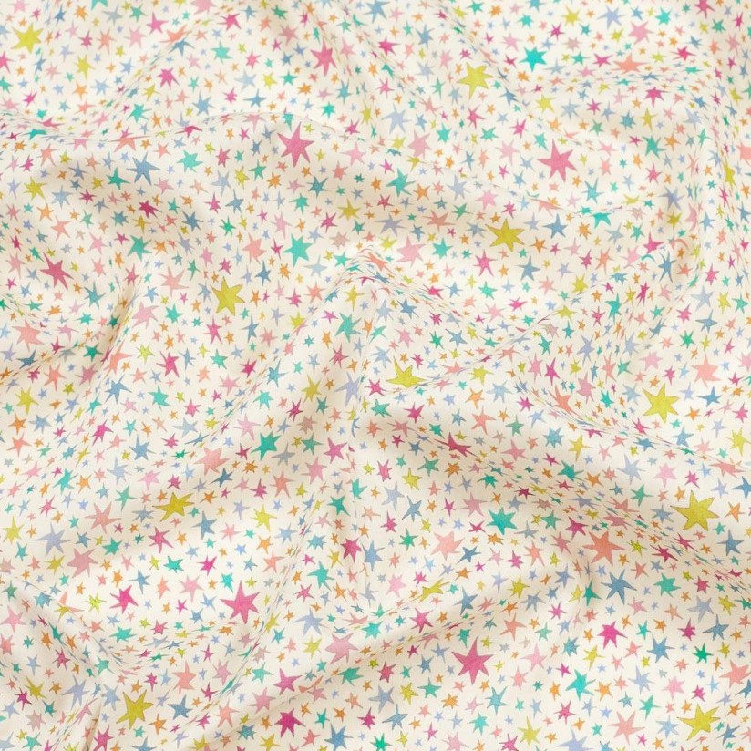 Органический хлопок Tana Lawn™ от Liberty. Принт «Starstruck» (Поклоняющийся звездам). Цвет молочный, бирюзовый, желтый, розовый в наличии