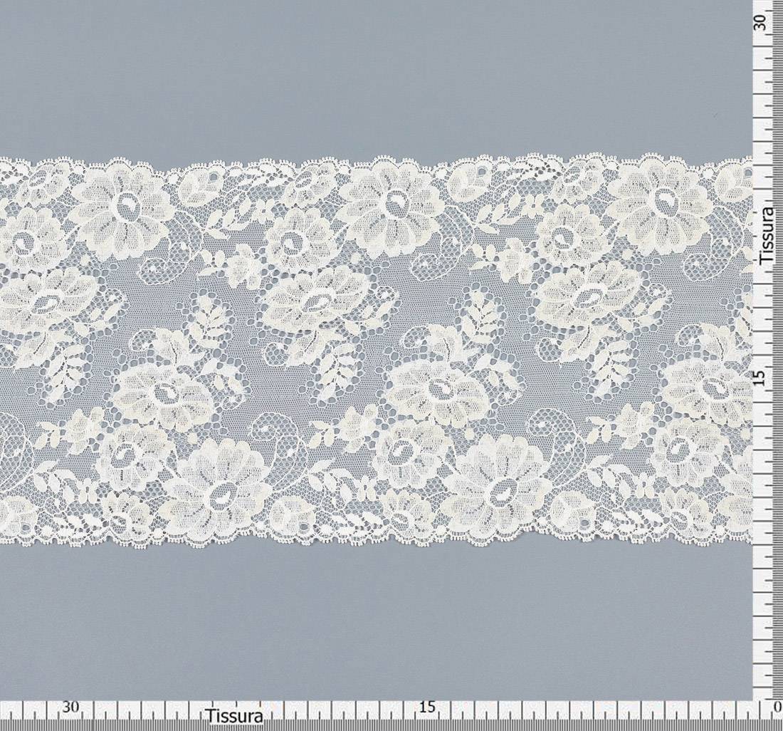 Тесьма кружевная, цветочный узор, сложная сетчатая основа. Цвет "экрю" в наличии