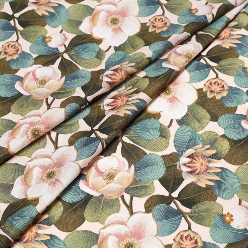 Хлопок Tana Lawn™ от английского бренда «Liberty». Принт «Rosea» (Розовая). Цвет розовый/зеленый в наличии