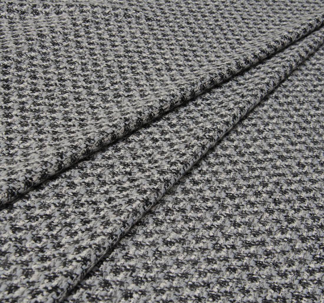 Ткань в стиле Шанель в серо-черных тонах с металлическими пайетками в наличии