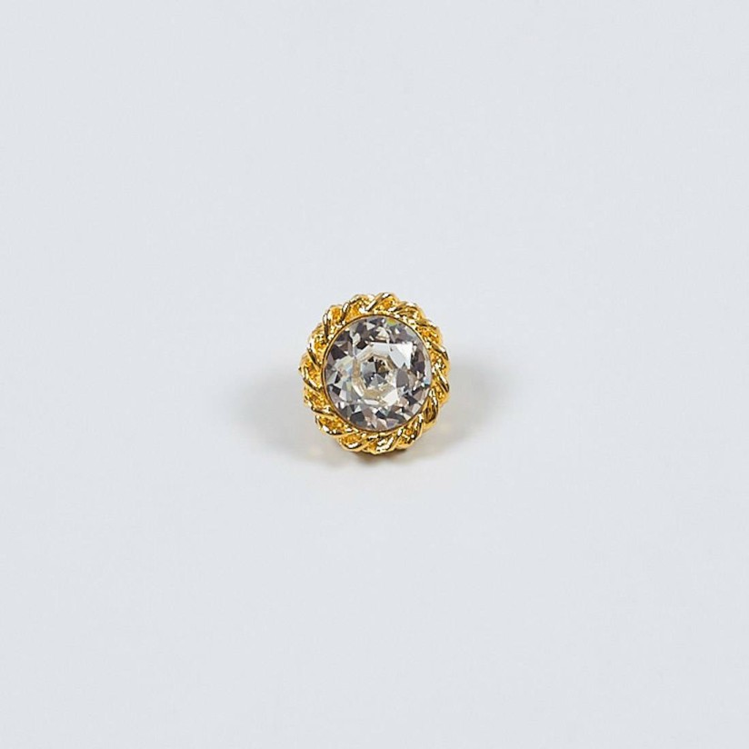 Пуговица металлическая на ножке, декорированная кристаллом Swarovski в наличии