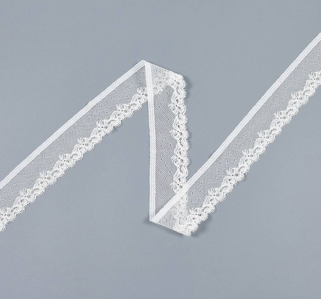 Тесьма эластичная кружевная "шантильи". Цвет "экрю" в наличии