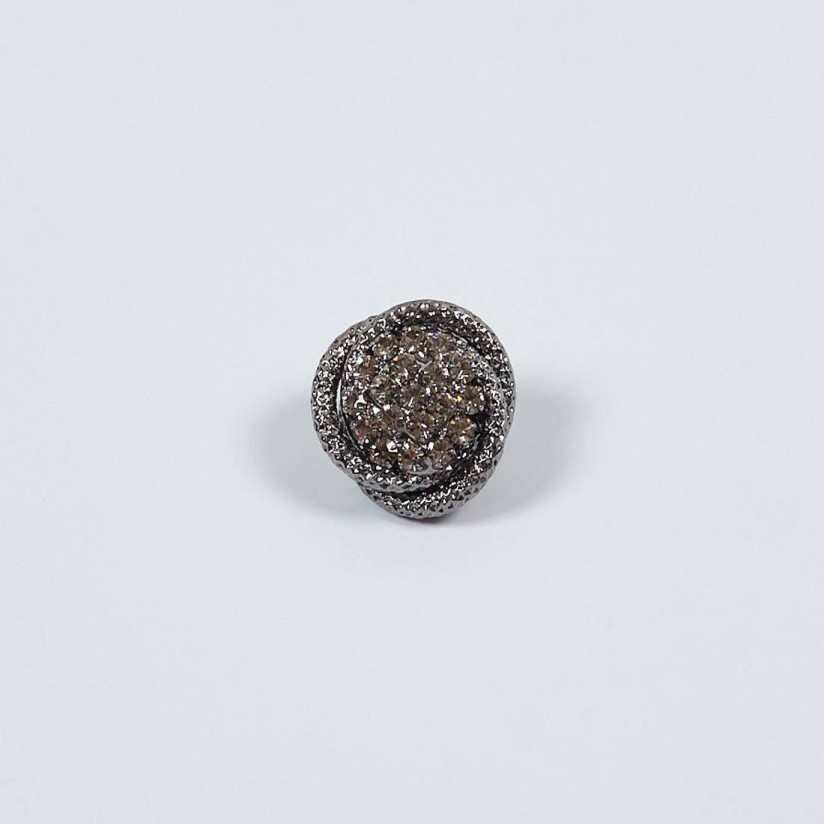 Пуговица металлическая на ножке, декорированная кристаллами Swarovski в наличии