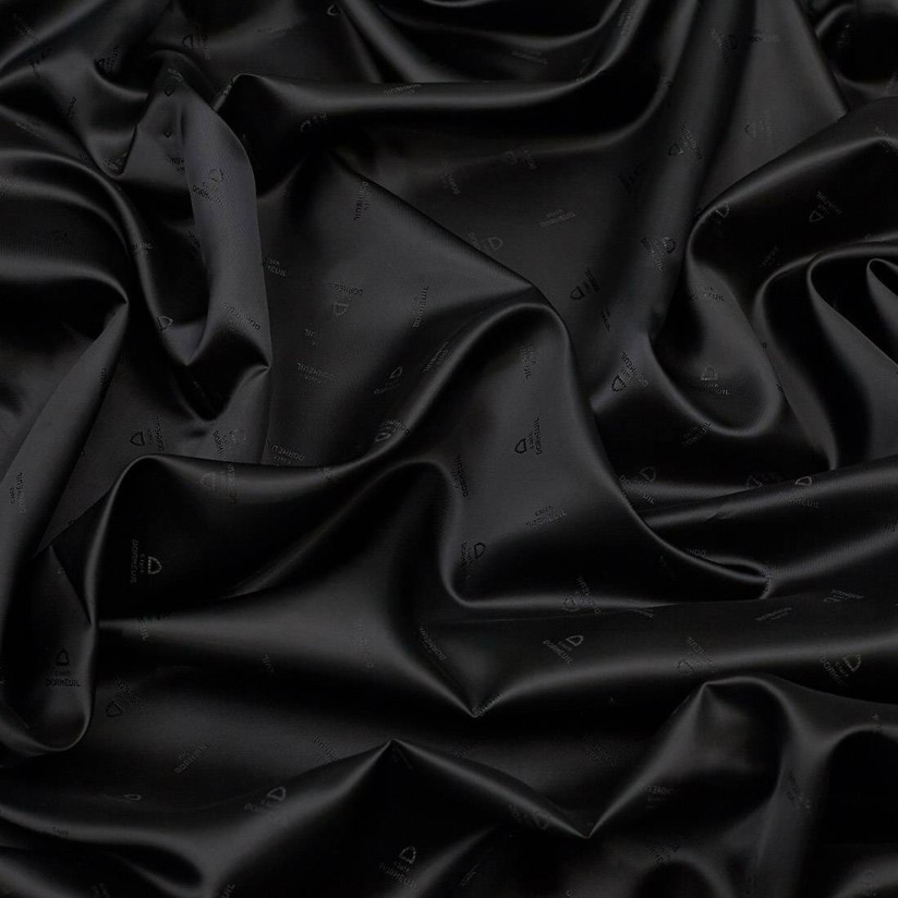 Ткань подкладочная с жаккардовым логотипом Dormeuil. Цвет черный в наличии