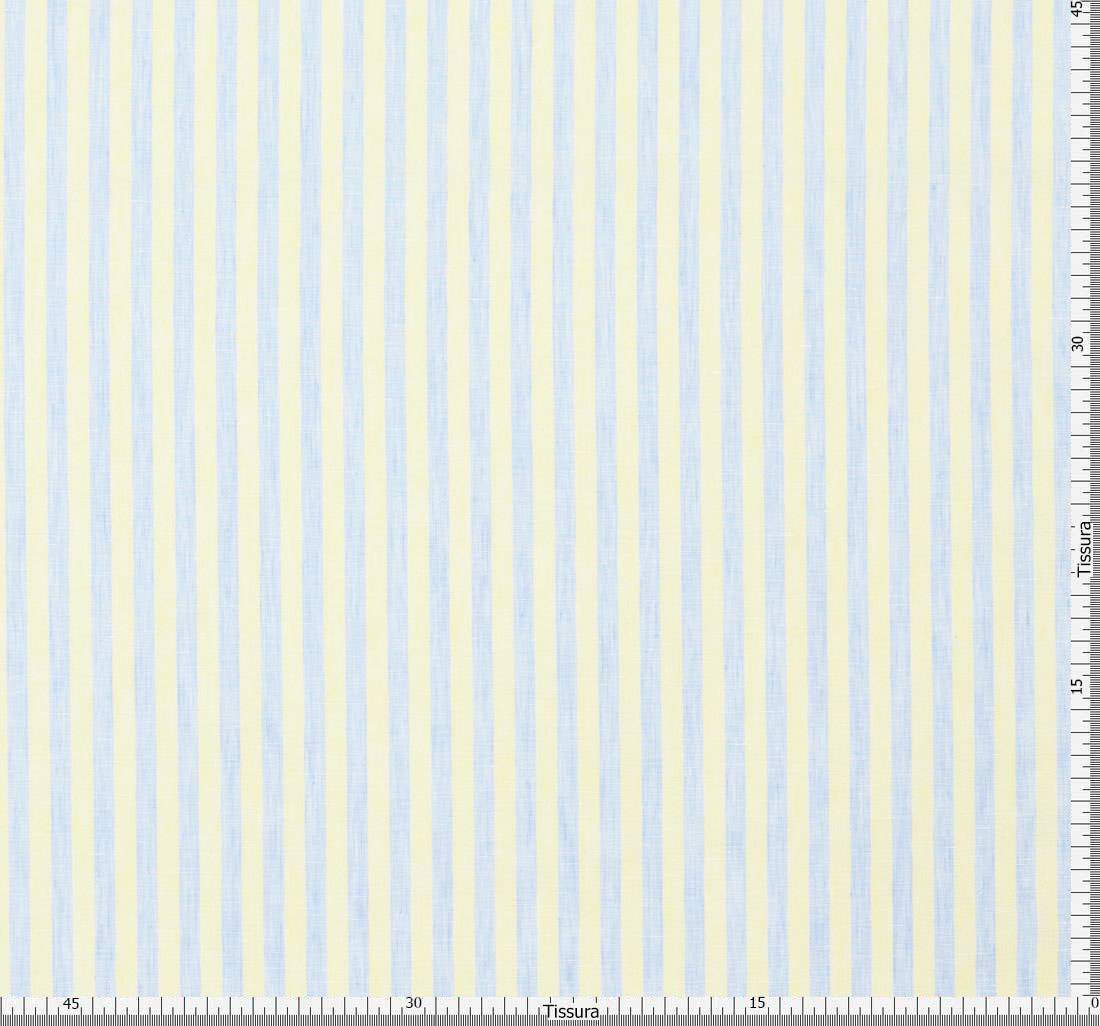 Ткань из 100% льна. Коллекция "Золотой лен" (Gold linen) от Thomas Mason. Желто-голубая полоска в наличии