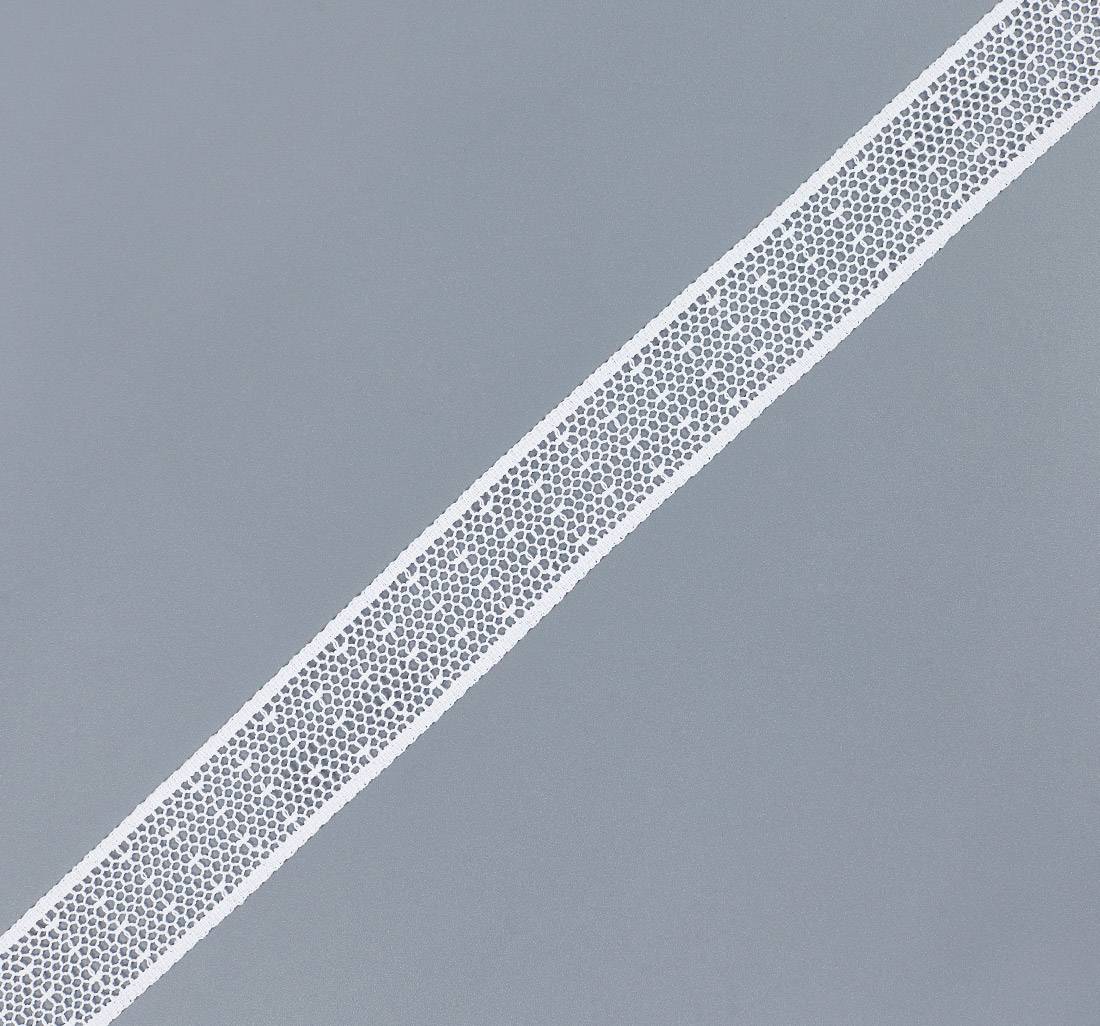 Тесьма кружевная из хлопка. Сетка бобинет в горошек "point d'esprit" (пуа д'эспри́). Цвет белый в наличии