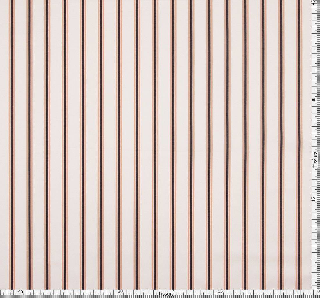 Твил-люкс в полоску из 100% хлопка - бежевые и черные вертикальные полосы на кремовом фоне в наличии