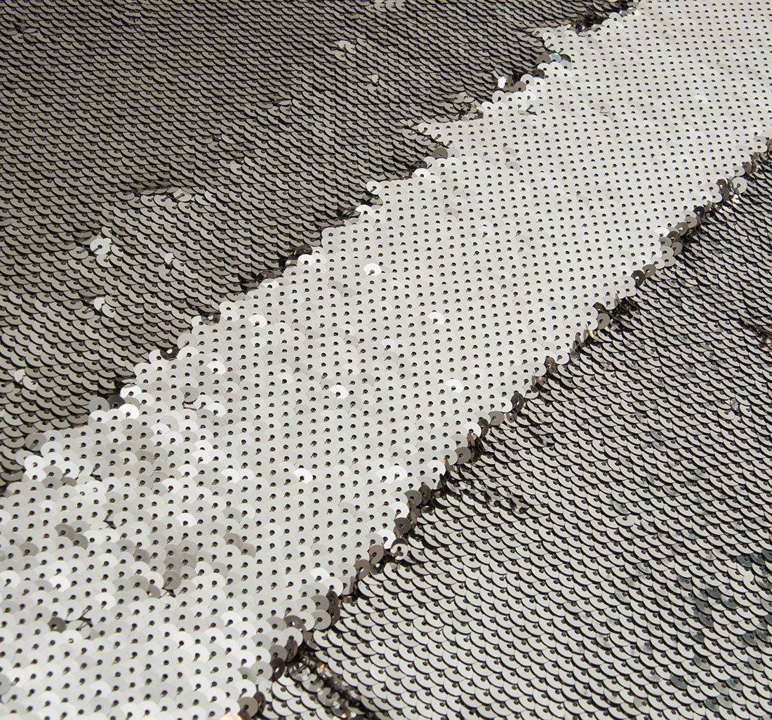 07/01410/005 Ткань вышитая пайетками Арозио черный+серебряный в наличии