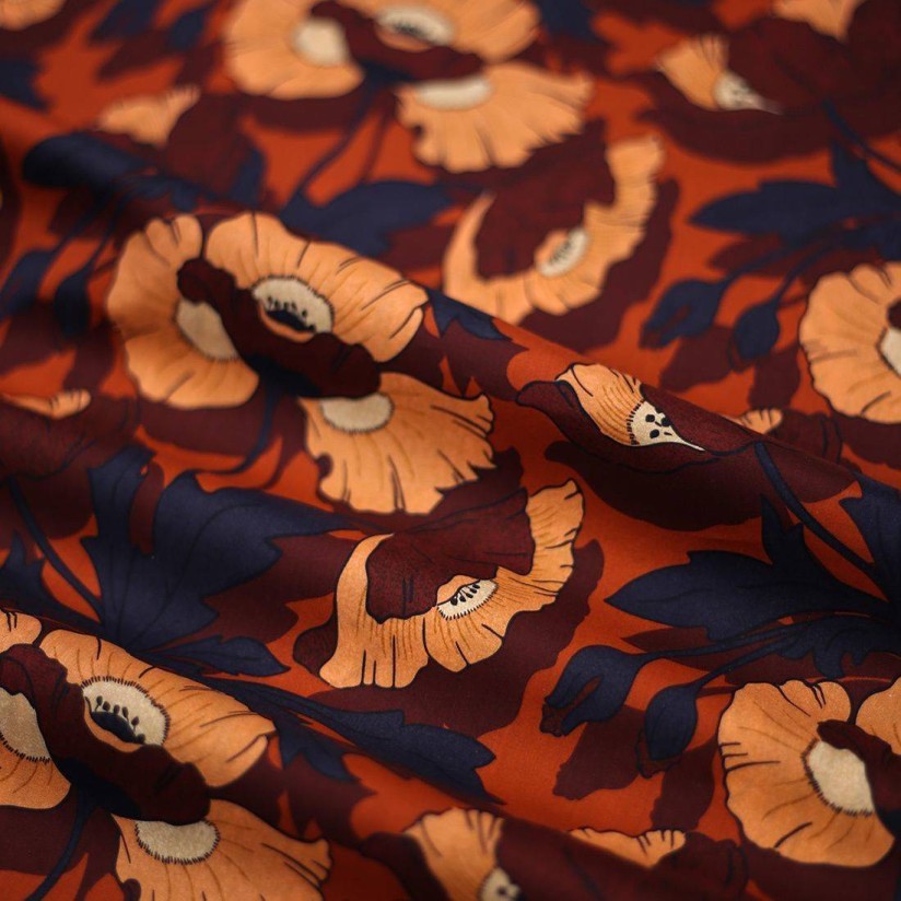 Хлопок Tana Lawn™ от Liberty. Принт «Butterfield Poppies» (Маки Баттерфилд). Цвет красный/бежевый/синий в наличии
