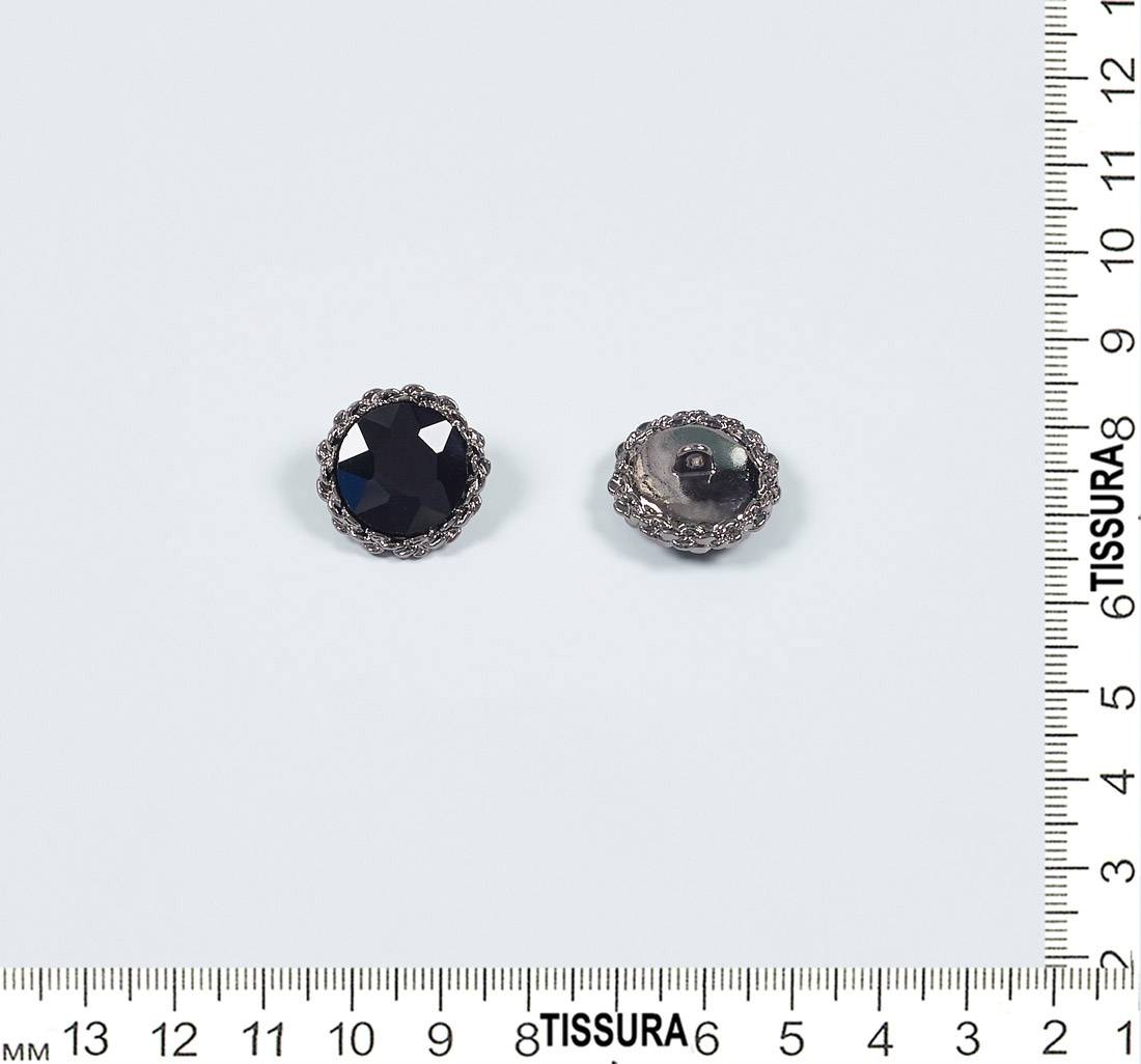 Пуговица из темного металла на ножке с крупным черным кристаллом Swarovski в наличии