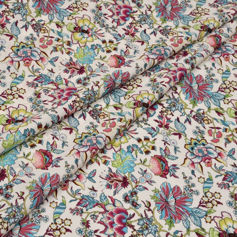Хлопок Tana Lawn от Liberty. Принт «Christelle» (Кристель). Цвет бирюзовый/бордовый/белый в наличии
