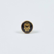 Пуговица металлическая круглая на ножке. Декор "Череп", стразы Swarovski, эмалевое покрытие. Цвет золото/черный в наличии