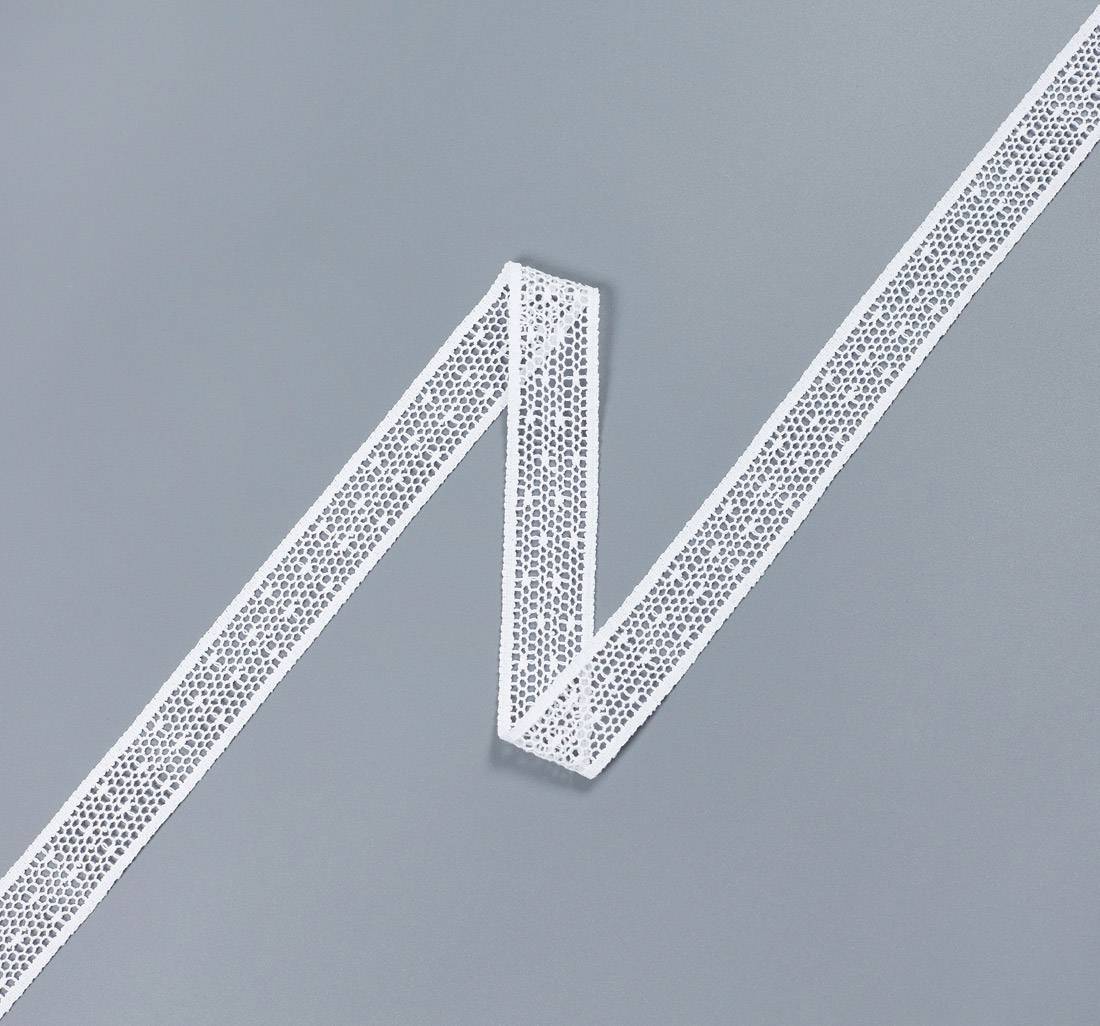 Тесьма кружевная из хлопка. Сетка бобинет в горошек "point d'esprit" (пуа д'эспри́). Цвет белый в наличии