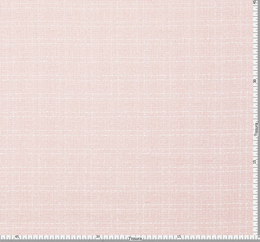 Ткань в стиле "Шанель". Белая клетка на розовом фоне в наличии