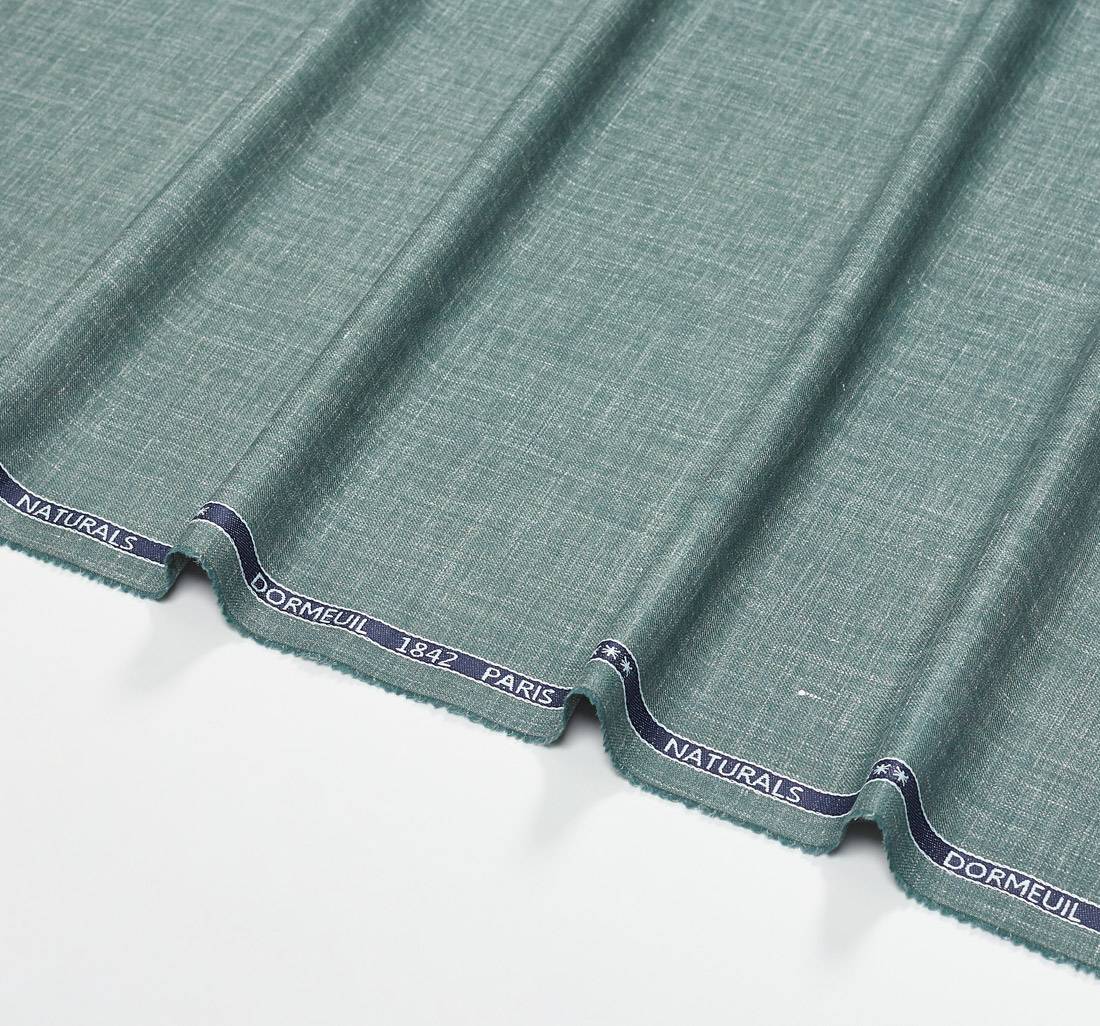 Ткань костюмная от Dormeuil из шерсти и льна серо-зеленого цвета с эффектом "делаве". Коллекция "Naturals" в наличии