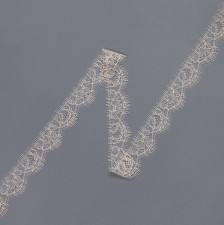 Тесьма кружевная шантильи. Цветочный узор. Цвет персиковый в наличии