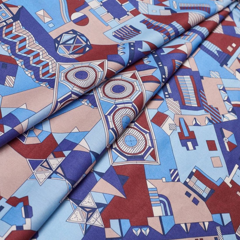 Хлопок Tana Lawn™ от Liberty. Принт «Master plan» (Генеральный план). Цвет синий/бордовый/розовый в наличии