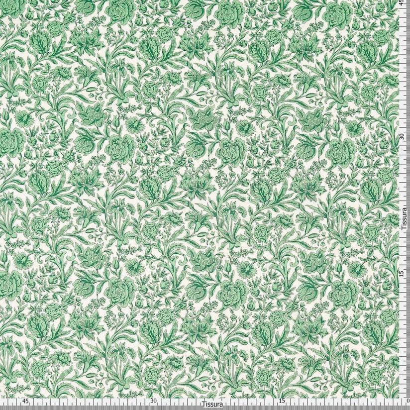 Хлопок Tana Lawn™ от «Liberty». Принт «Sambourn» (Самборн). Цвет белый/зеленый в наличии