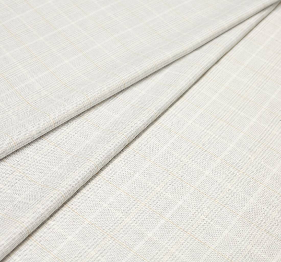 Фланель из хлопка с волокнами Lyocell (Лиоцелл) от Cotonificio Albini в нежную серо-бело-бежевую клеточку в наличии