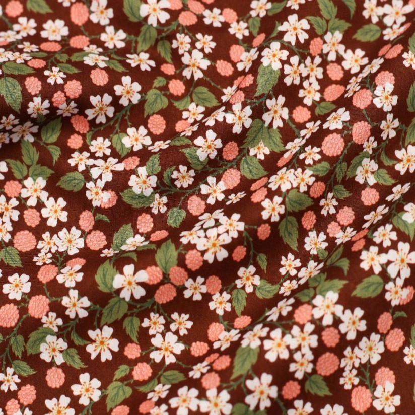 Хлопок Tana Lawn™ от Liberty. Принт «Karen’s Choice» (Выбор Карен). Цвет коричневый/розовый/зеленый в наличии