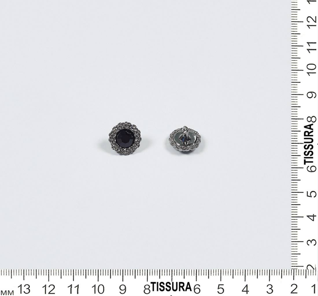 Пуговица металлическая на ножке с черным кристаллом Swarovski в наличии