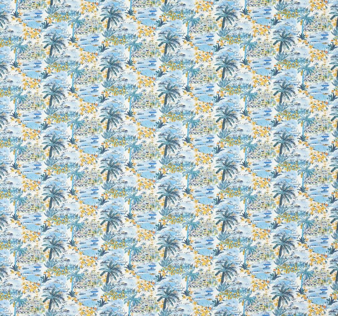 Ткань из смеси льна и хлопка от Liberty. Принт с курортными мотивами «Holiday Vista» (Холидей Виста) в наличии