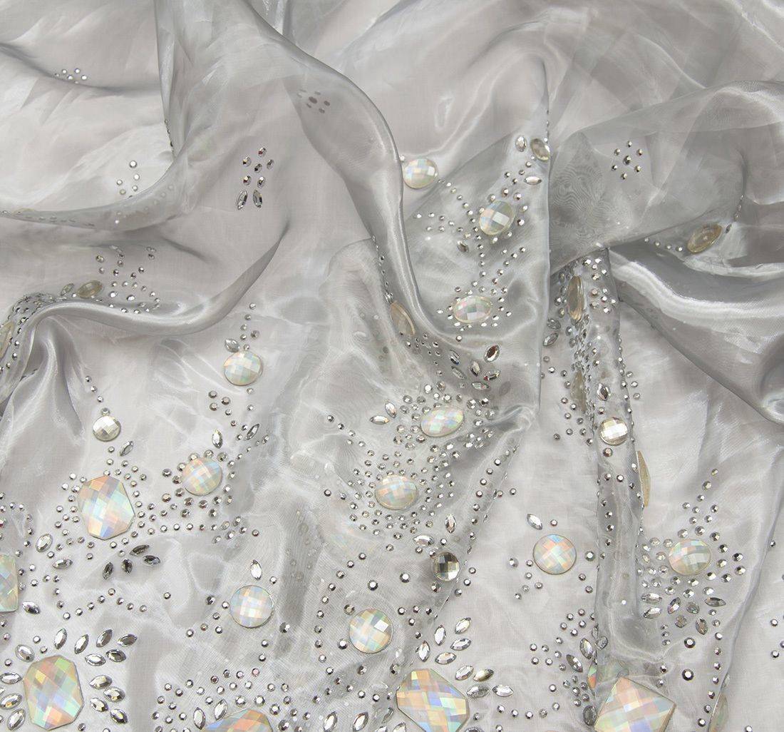 Органза голографическая с кристаллами Swarovski в наличии
