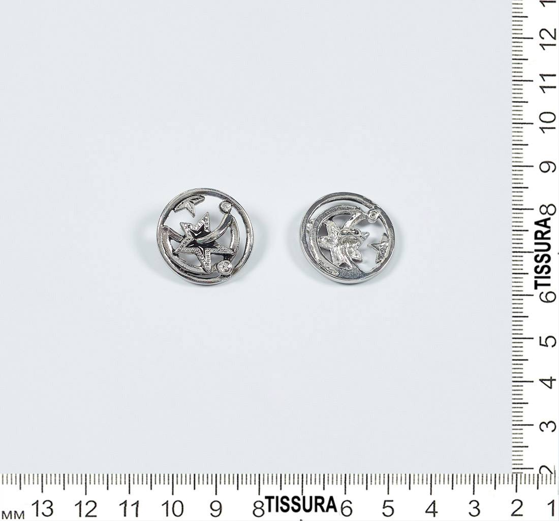 Пуговица металлическая круглая ажурная со стразами Swarovski серебристого оттенка в наличии