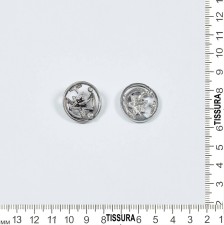 Пуговица металлическая круглая ажурная со стразами Swarovski серебристого оттенка в наличии