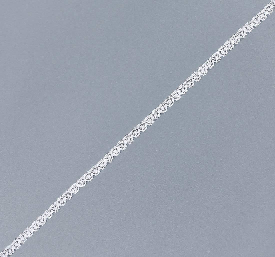 Тесьма кружевная из хлопка. Фестоны с «пико» по одному краю. Цвет белый в наличии