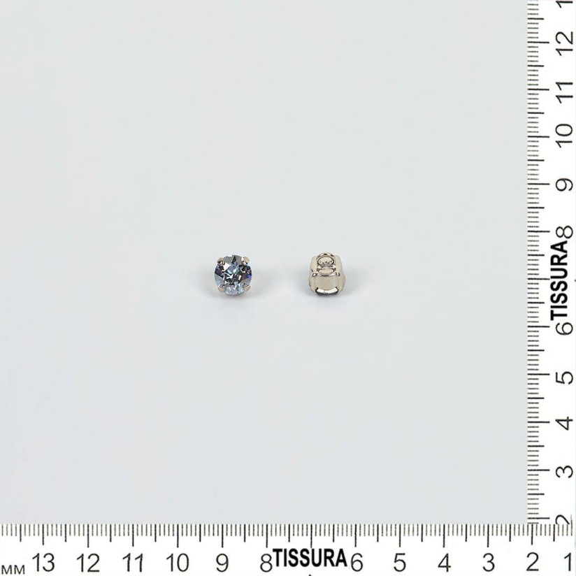 Пуговица металлическая с серо-голубым кристаллом Swarovski в наличии