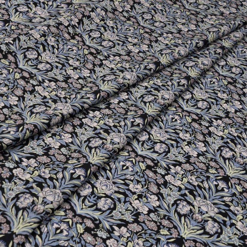Хлопок Tana Lawn от Liberty. Принт «Seagrass» (Морская трава). Цвет черный/серый/розовый в наличии