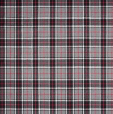 Шерсть костюмная в шотландскую клетку "тартан" в стиле Барберри (Burberry) в черно-серых тонах с добавлением красного цвета в наличии
