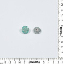 Пуговица серебристая из металла круглая на ножке со стразами Swarovski со светло-бирюзовым покрытием из эмали в наличии
